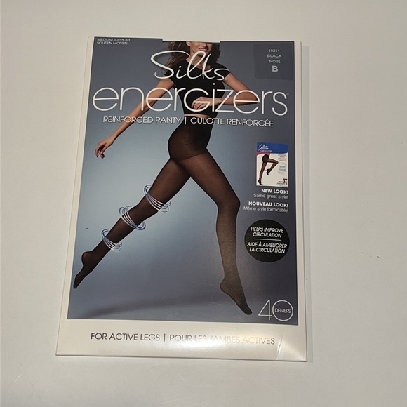 BLACK Silks energizers reinforced pantyhose B set of 2 - Picture 3 of 10